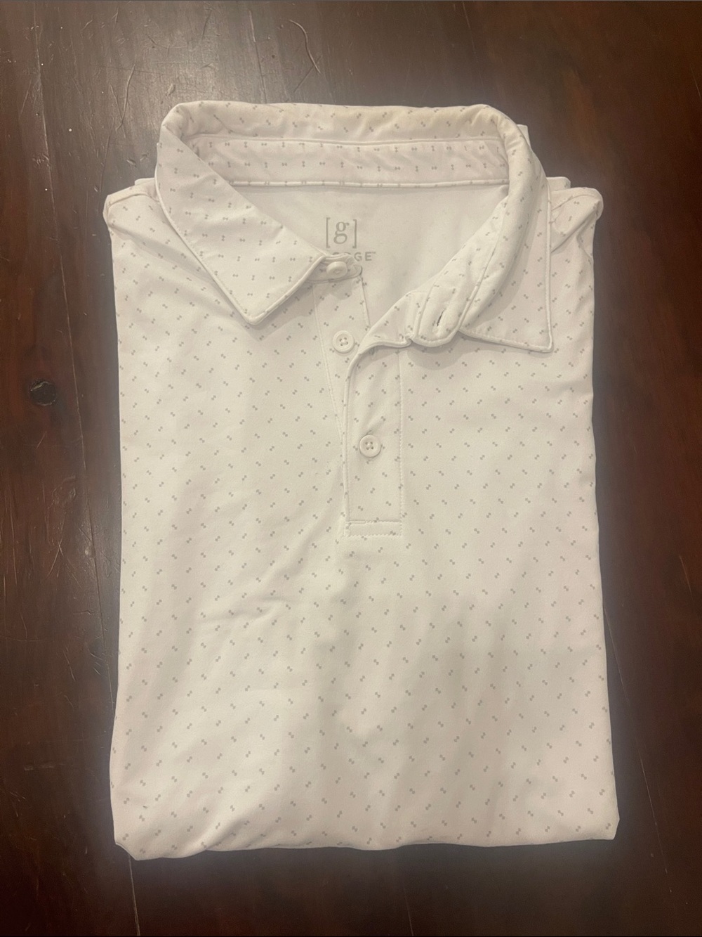 George White Polo with Micro Dot Pattern